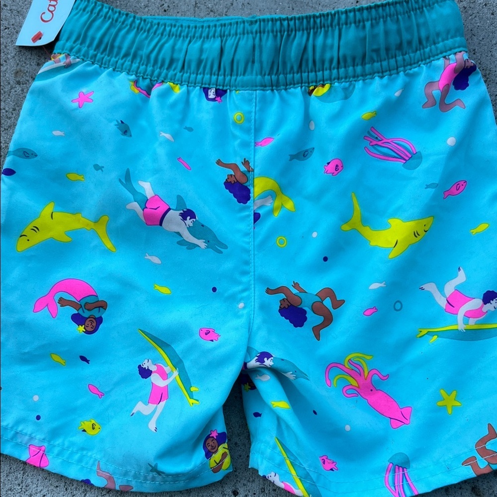 Cat & Jack Kids' Aqua Mermaid Print Shorts - Picture 5 of 5
